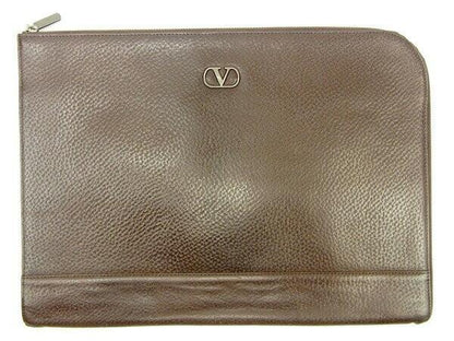 Valentino Garavani Clutch Bag Second Bag Logo Dark Brown Authentic