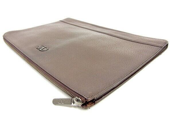 Valentino Garavani Clutch Bag Second Bag Logo Dark Brown Authentic
