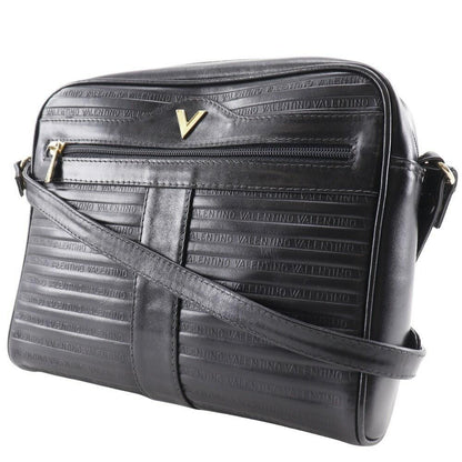 MARIO VALENTINO Shoulder Bag Purse 2way V Logo Leather Black Authentic