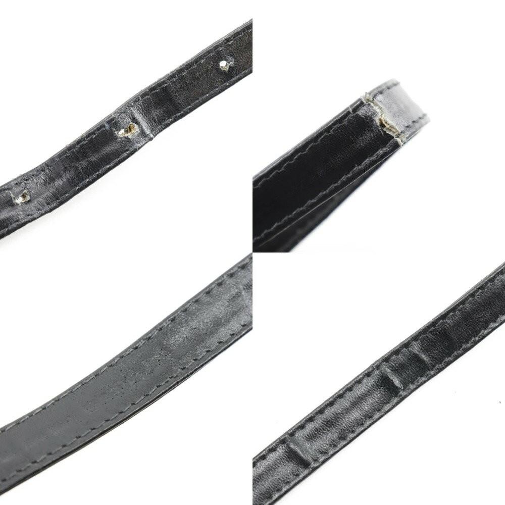 MARIO VALENTINO Shoulder Bag Purse 2way V Logo Leather Black Authentic