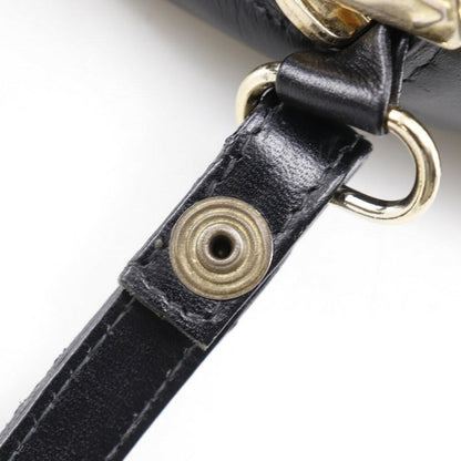 MARIO VALENTINO Shoulder Bag Purse 2way V Logo Leather Black Authentic