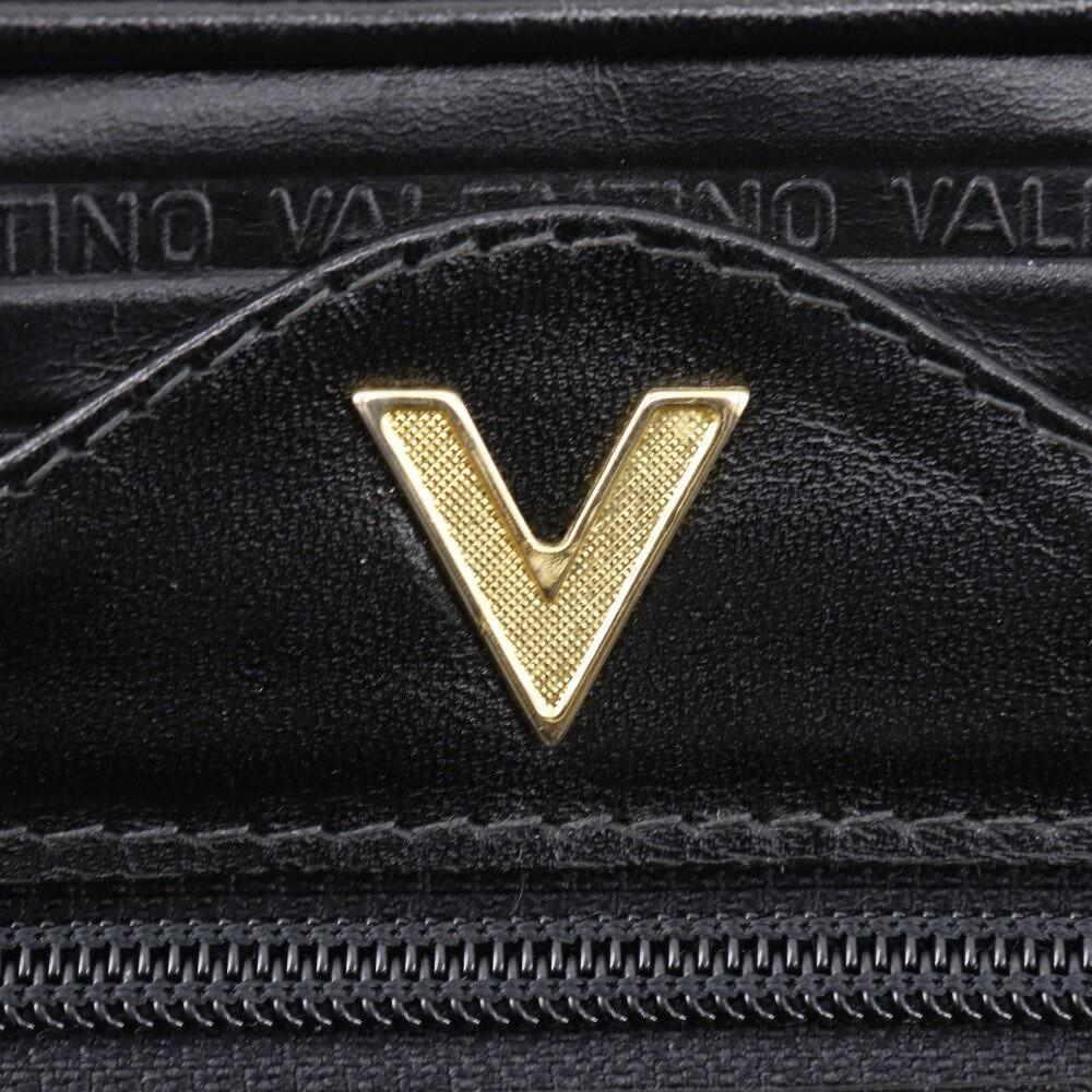 MARIO VALENTINO Shoulder Bag Purse 2way V Logo Leather Black Authentic