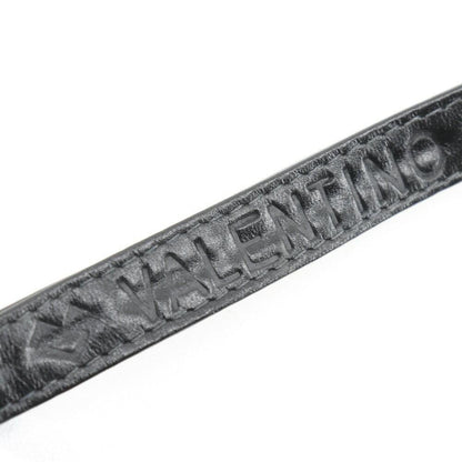 MARIO VALENTINO Shoulder Bag Purse 2way V Logo Leather Black Authentic