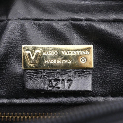 MARIO VALENTINO Shoulder Bag Purse 2way V Logo Leather Black Authentic