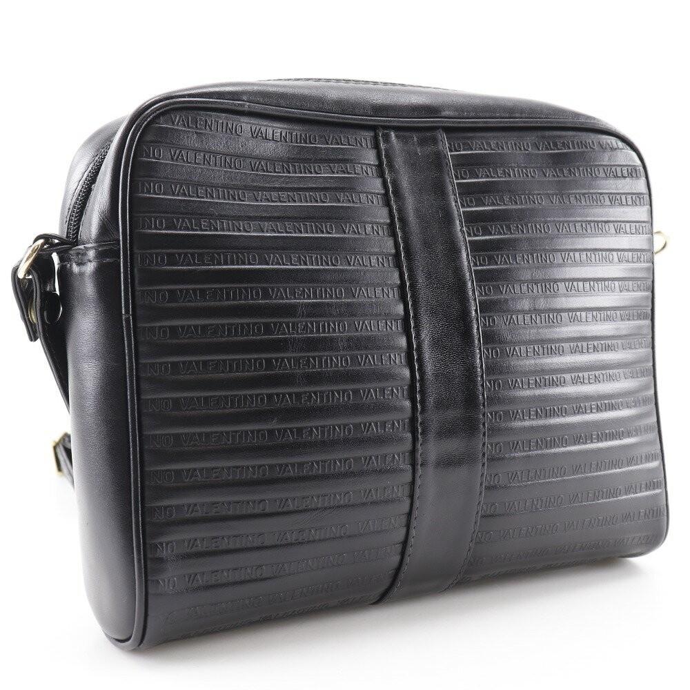 MARIO VALENTINO Shoulder Bag Purse 2way V Logo Leather Black Authentic