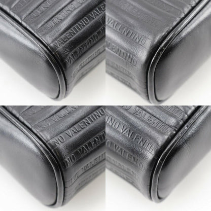 MARIO VALENTINO Shoulder Bag Purse 2way V Logo Leather Black Authentic