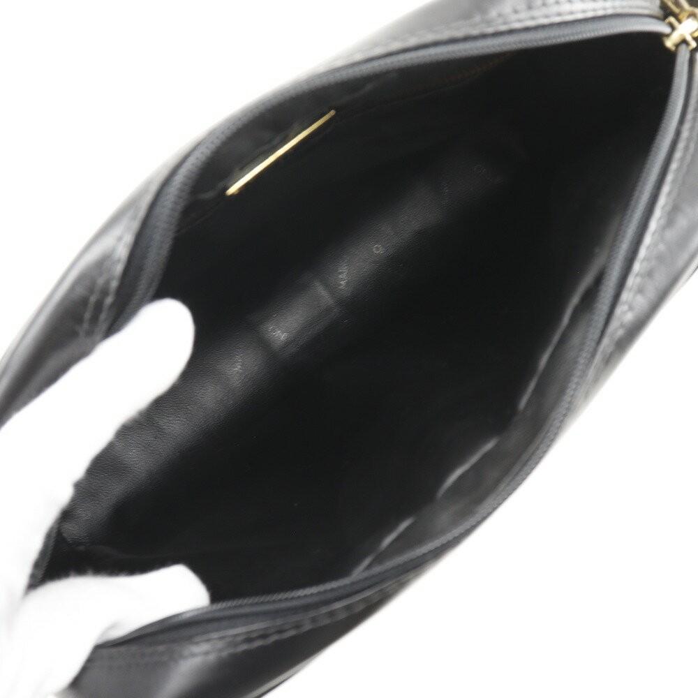 MARIO VALENTINO Shoulder Bag Purse 2way V Logo Leather Black Authentic