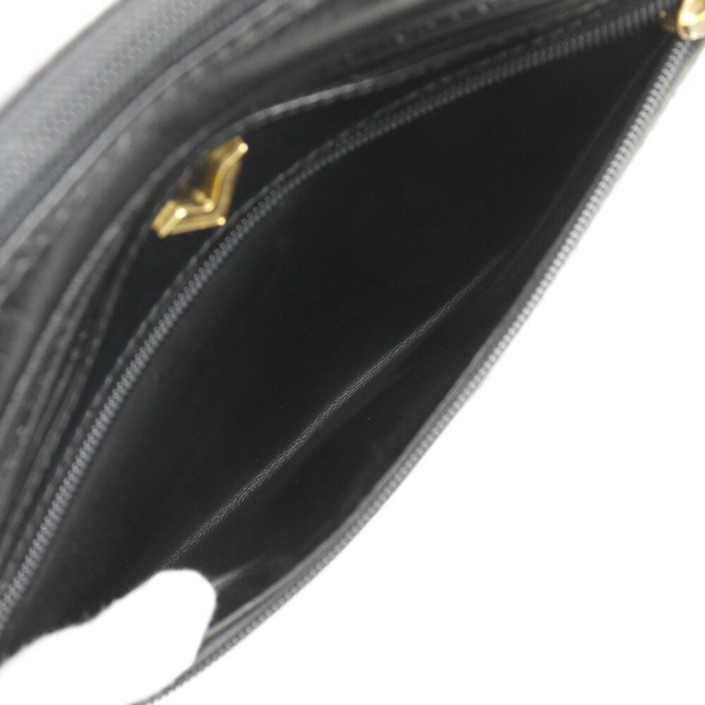 MARIO VALENTINO Shoulder Bag Purse 2way V Logo Leather Black Authentic