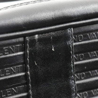 MARIO VALENTINO Shoulder Bag Purse 2way V Logo Leather Black Authentic