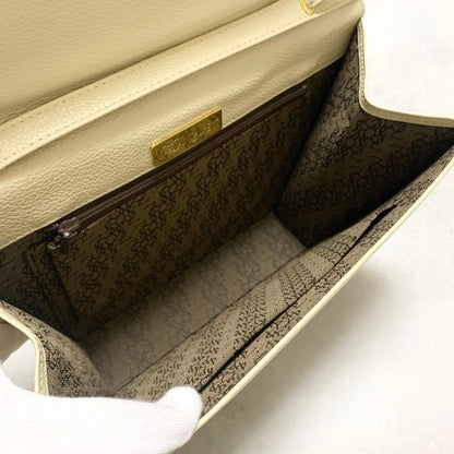 Saint Laurent Bag YSL Cassandra Shoulder Purse Leather BeigeYellow Gold Auth