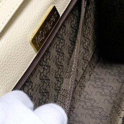 Saint Laurent Bag YSL Cassandra Shoulder Purse Leather BeigeYellow Gold Auth