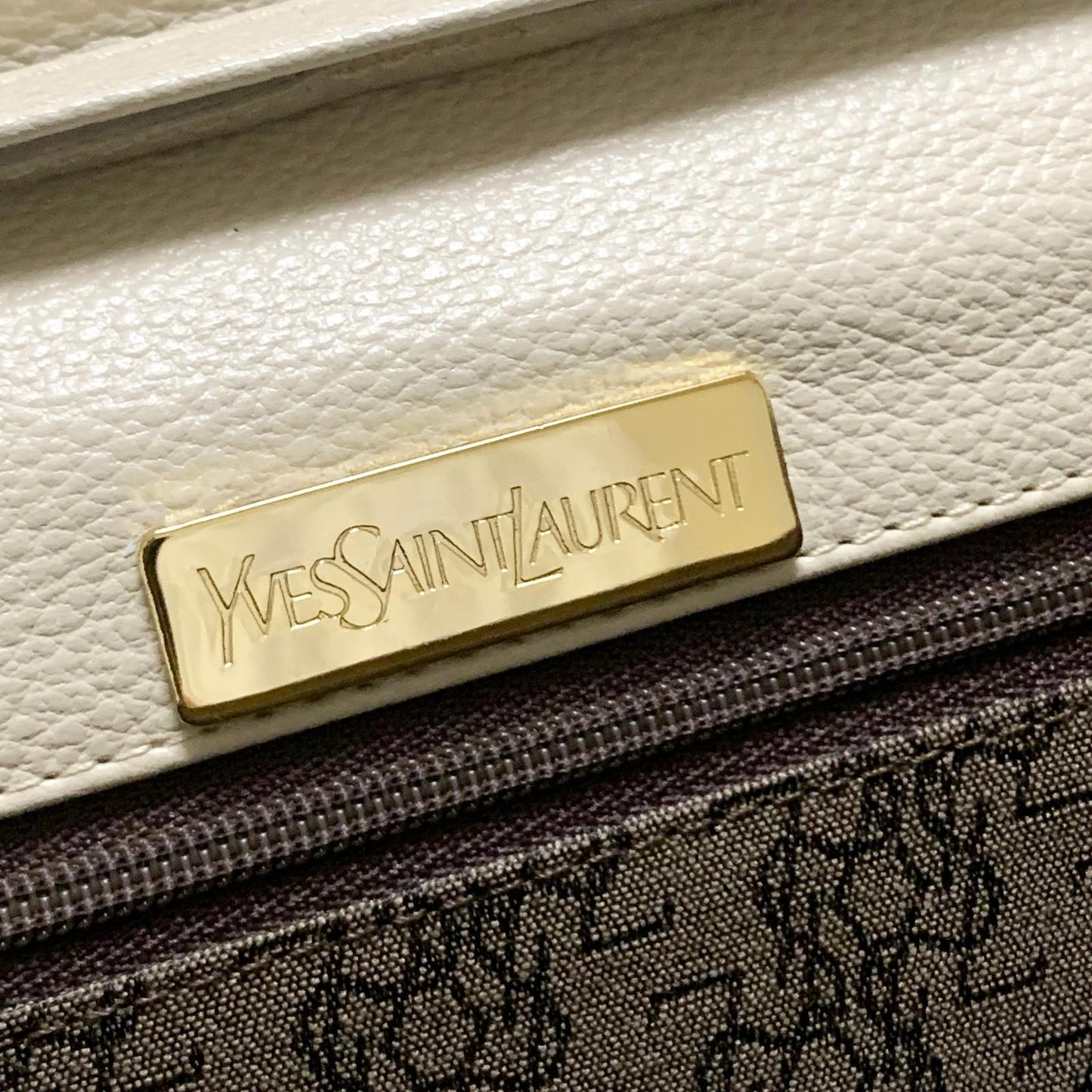 Saint Laurent Bag YSL Cassandra Shoulder Purse Leather BeigeYellow Gold Auth