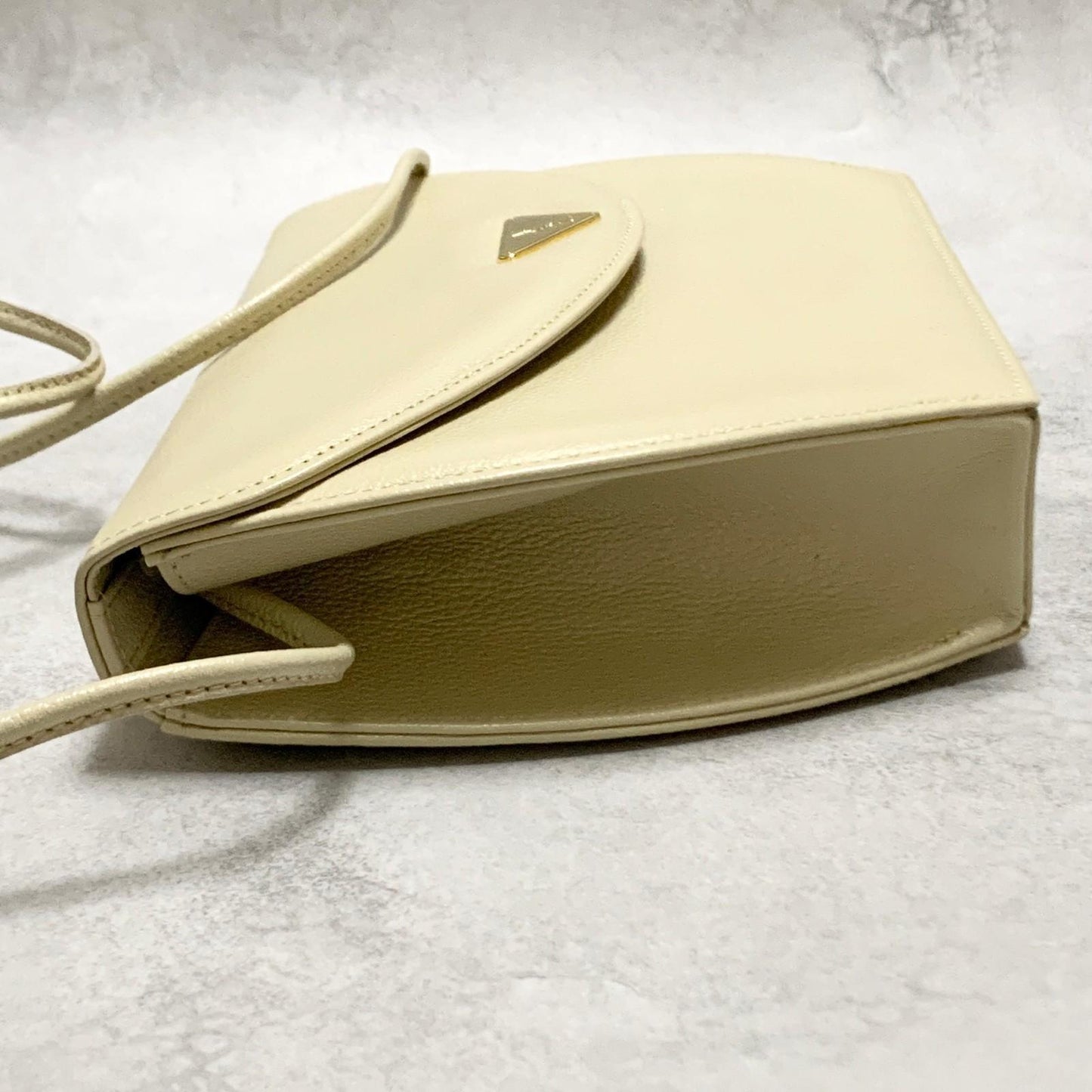 Saint Laurent Bag YSL Cassandra Shoulder Purse Leather BeigeYellow Gold Auth