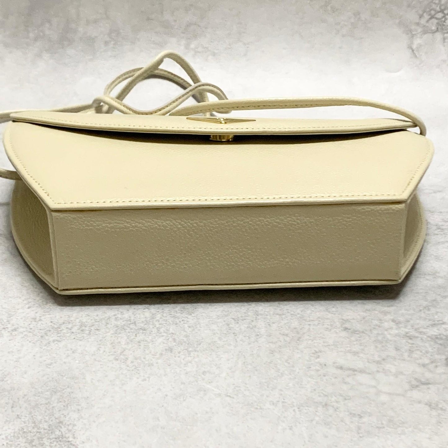 Saint Laurent Bag YSL Cassandra Shoulder Purse Leather BeigeYellow Gold Auth