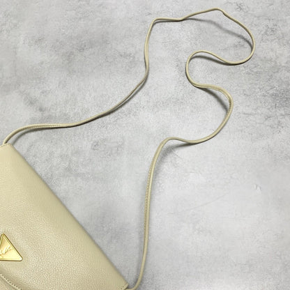 Saint Laurent Bag YSL Cassandra Shoulder Purse Leather BeigeYellow Gold Auth