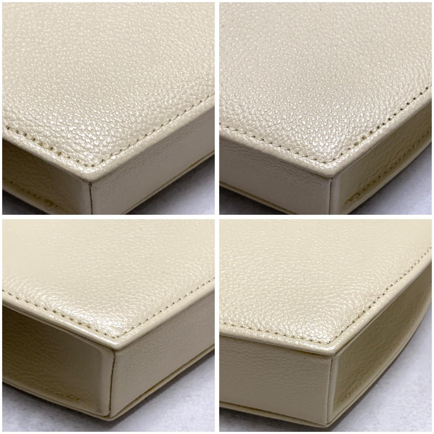 Saint Laurent Bag YSL Cassandra Shoulder Purse Leather BeigeYellow Gold Auth