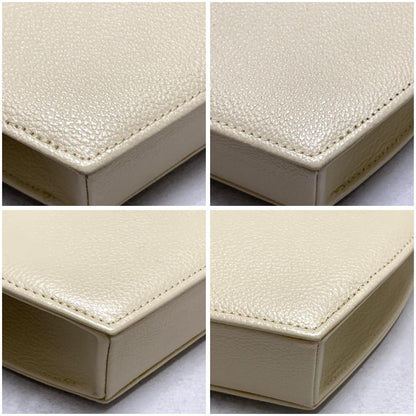 Saint Laurent Bag YSL Cassandra Shoulder Purse Leather BeigeYellow Gold Auth