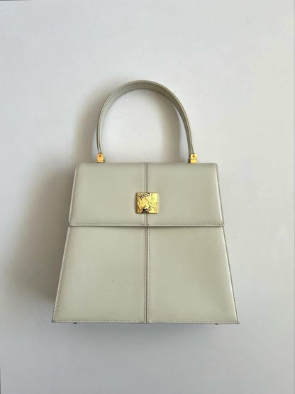 Saint Laurent Hand Bag Tote Purse Logo White Authentic