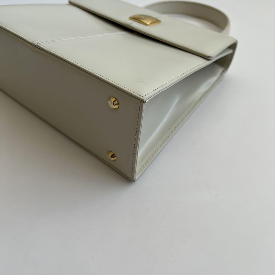 Saint Laurent Hand Bag Tote Purse Logo White Authentic