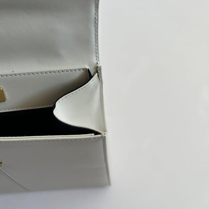 Saint Laurent Hand Bag Tote Purse Logo White Authentic