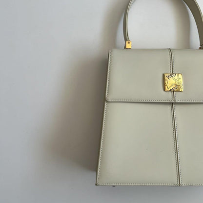 Saint Laurent Hand Bag Tote Purse Logo White Authentic