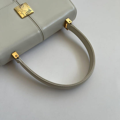 Saint Laurent Hand Bag Tote Purse Logo White Authentic