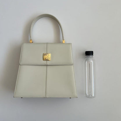 Saint Laurent Hand Bag Tote Purse Logo White Authentic