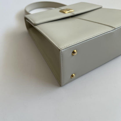 Saint Laurent Hand Bag Tote Purse Logo White Authentic