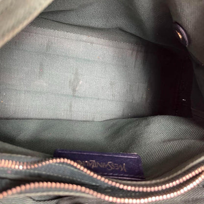 Saint Laurent Hand Bag Tote Purse Muse Toe Leather Navy Authentic