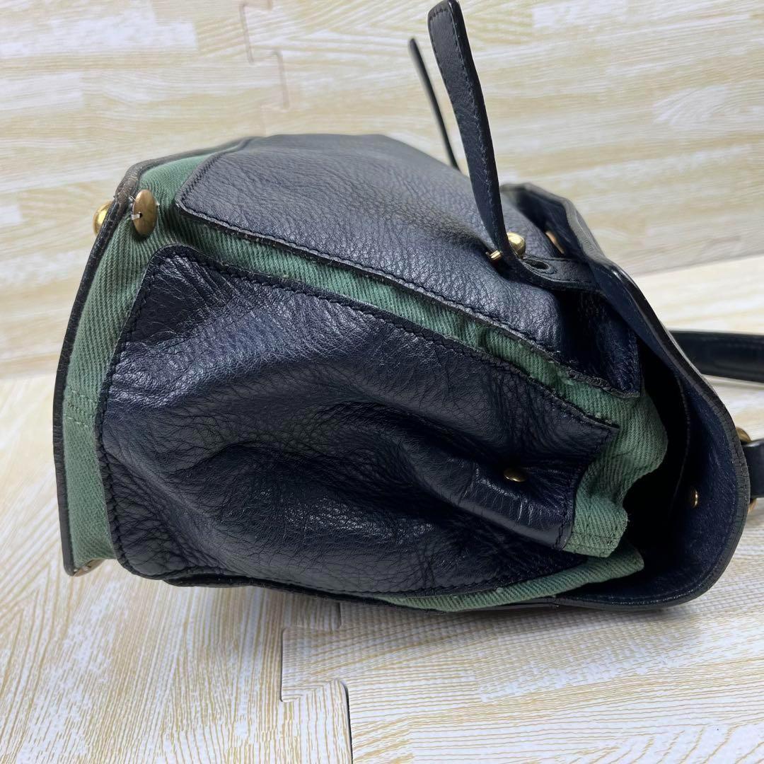 Saint Laurent Hand Bag Tote Purse Muse Toe Leather Navy Authentic