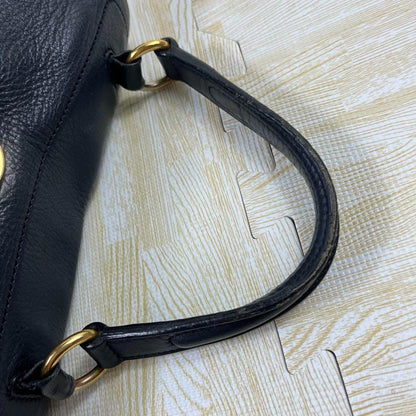 Saint Laurent Hand Bag Tote Purse Muse Toe Leather Navy Authentic