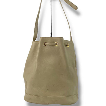 Saint Laurent Hand Shoulder Bag Tote Purse YSL Cassandra Leather Off White Beige