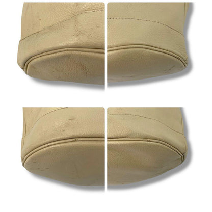 Saint Laurent Hand Shoulder Bag Tote Purse YSL Cassandra Leather Off White Beige