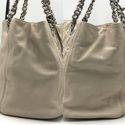 Valentino Hand Bag Tote Purse Chain Leather White Authentic