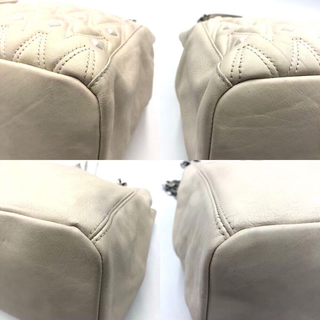 Valentino Hand Bag Tote Purse Chain Leather White Authentic