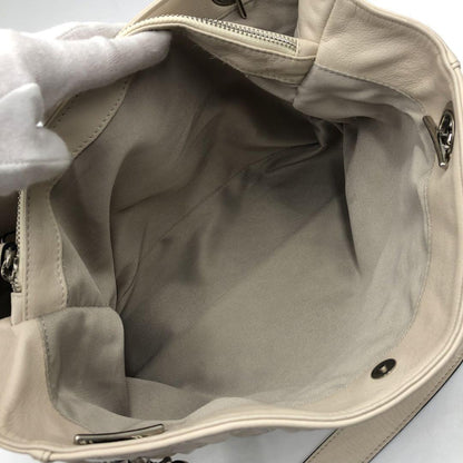 Valentino Hand Bag Tote Purse Chain Leather White Authentic