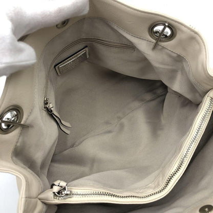 Valentino Hand Bag Tote Purse Chain Leather White Authentic