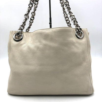 Valentino Hand Bag Tote Purse Chain Leather White Authentic