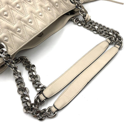 Valentino Hand Bag Tote Purse Chain Leather White Authentic