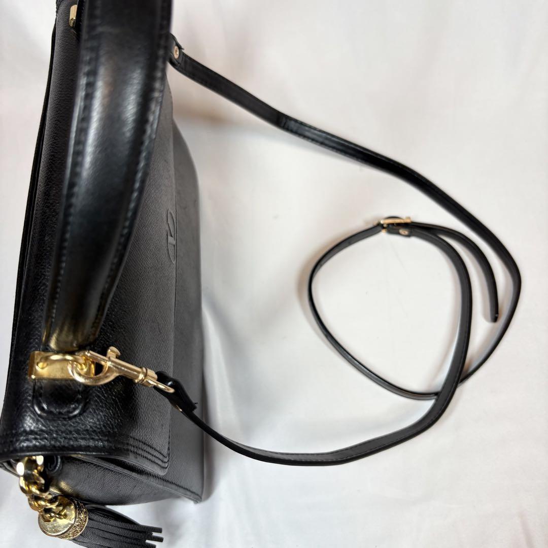 Valentino Garavani Hand Shoulder Bag Tote Purse 2way Logo Leather Black Auth