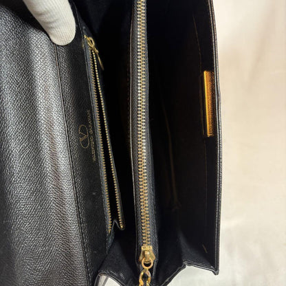 Valentino Garavani Hand Shoulder Bag Tote Purse 2way Logo Leather Black Auth