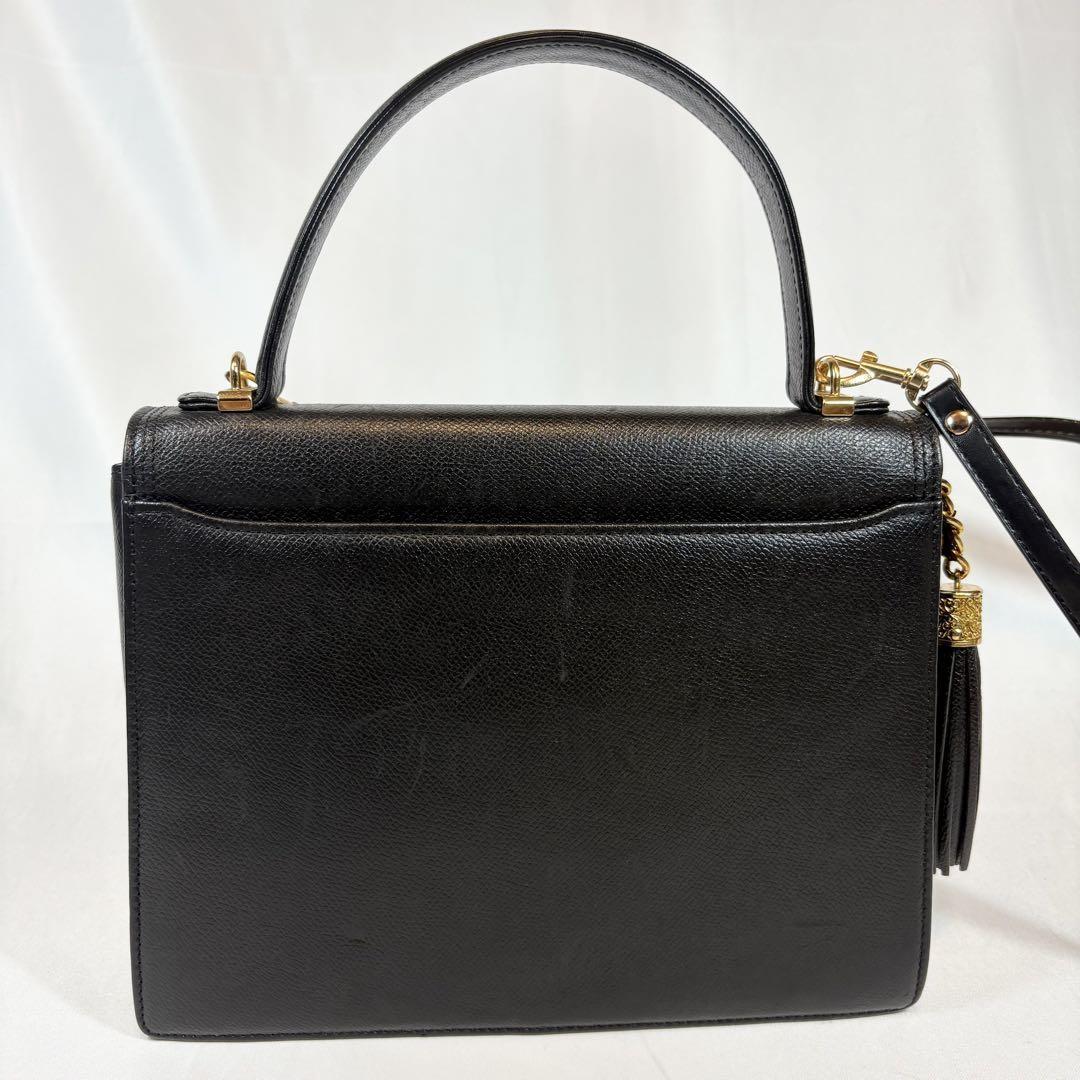 Valentino Garavani Hand Shoulder Bag Tote Purse 2way Logo Leather Black Auth