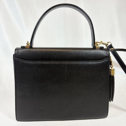 Valentino Garavani Hand Shoulder Bag Tote Purse 2way Logo Leather Black Auth