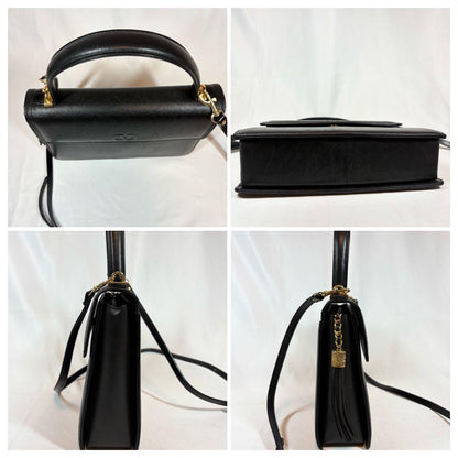 Valentino Garavani Hand Shoulder Bag Tote Purse 2way Logo Leather Black Auth