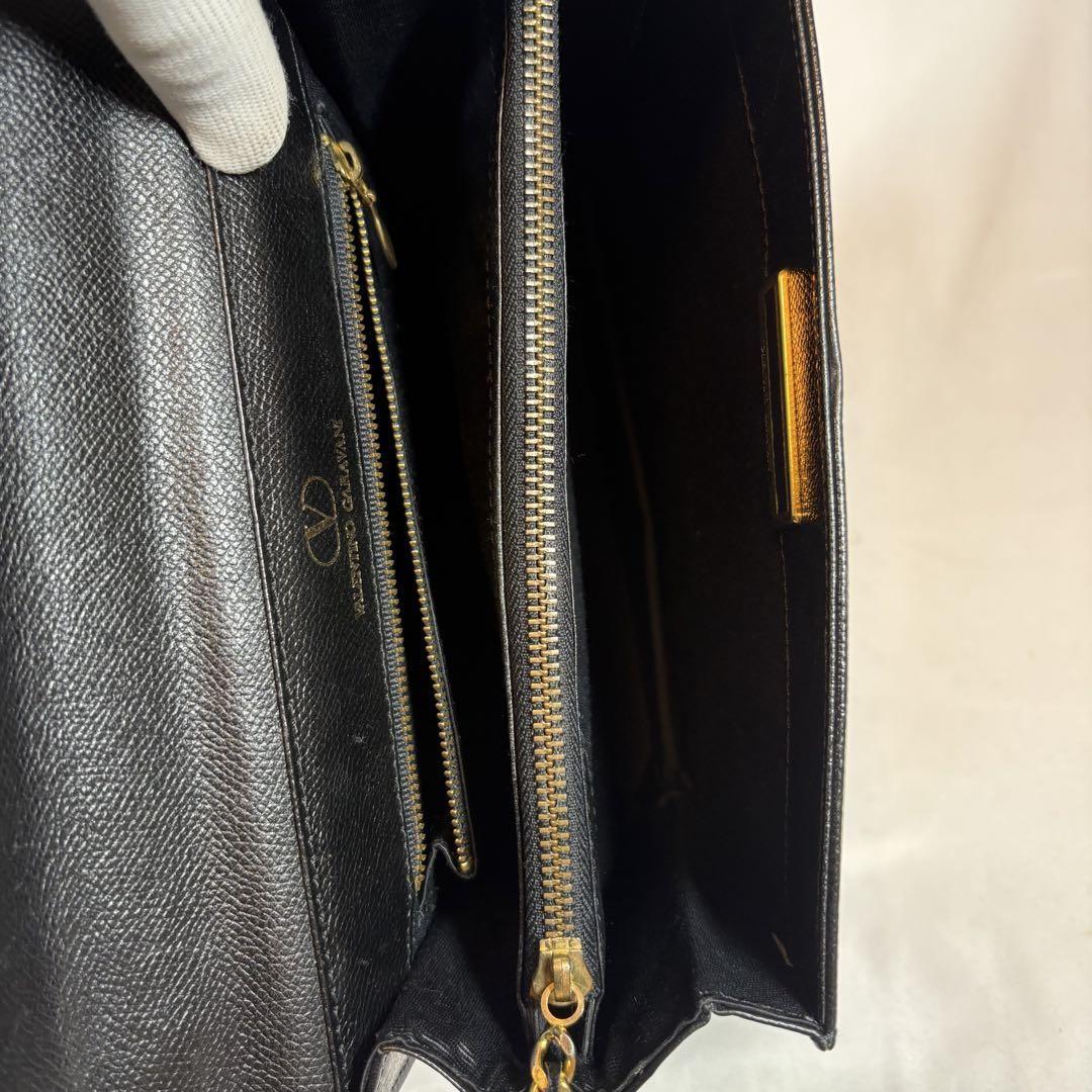 Valentino Garavani Hand Shoulder Bag Tote Purse 2way Logo Leather Black Auth