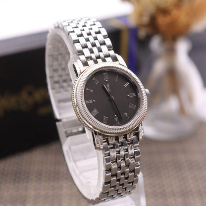 Saint Laurent Quartz Watch Wristwatch YSL Cassandra Gray Silver Women's Auth
