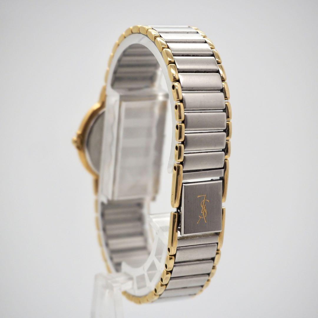 Saint Laurent Quartz Watch Wristwatch YSL Cassandra Black Silver Women's Auth