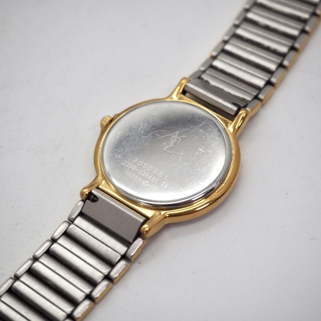 Saint Laurent Quartz Watch Wristwatch YSL Cassandra Black Silver Women's Auth