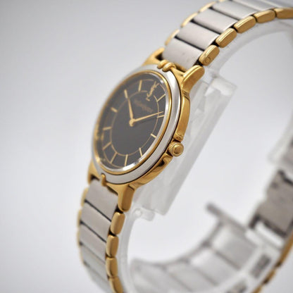 Saint Laurent Quartz Watch Wristwatch YSL Cassandra Black Silver Women's Auth