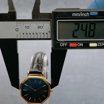 Saint Laurent Quartz Watch Wristwatch YSL Cassandra Gold Black Women's Auth